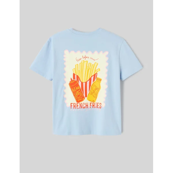T-shirt imprimé devant/dos Bleu clair