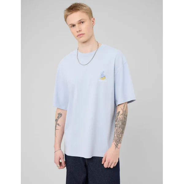 T-shirt imprimé devant/dos Bleu clair