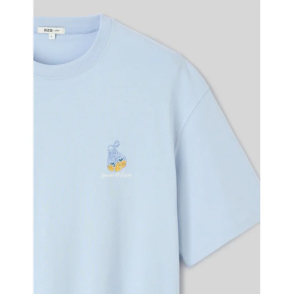 T-shirt imprimé devant/dos Bleu clair