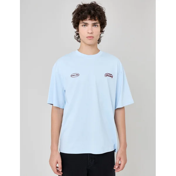T-shirt imprimé devant/dos Bleu