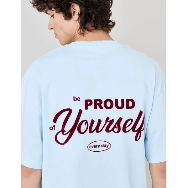 T-shirt imprimé devant/dos Bleu