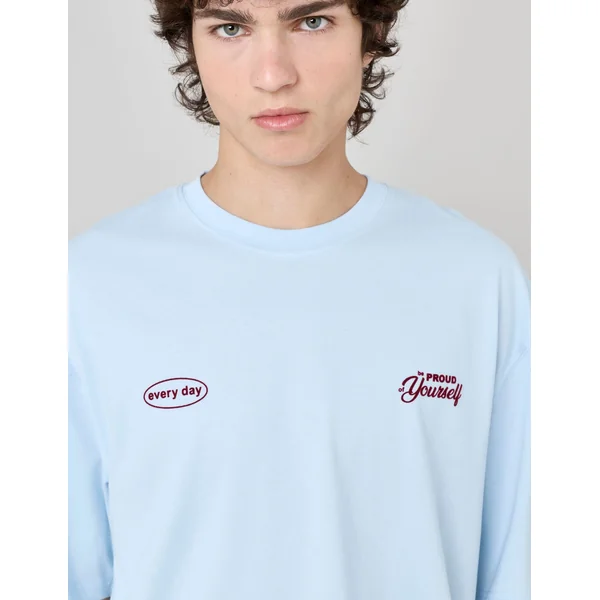 T-shirt imprimé devant/dos Bleu