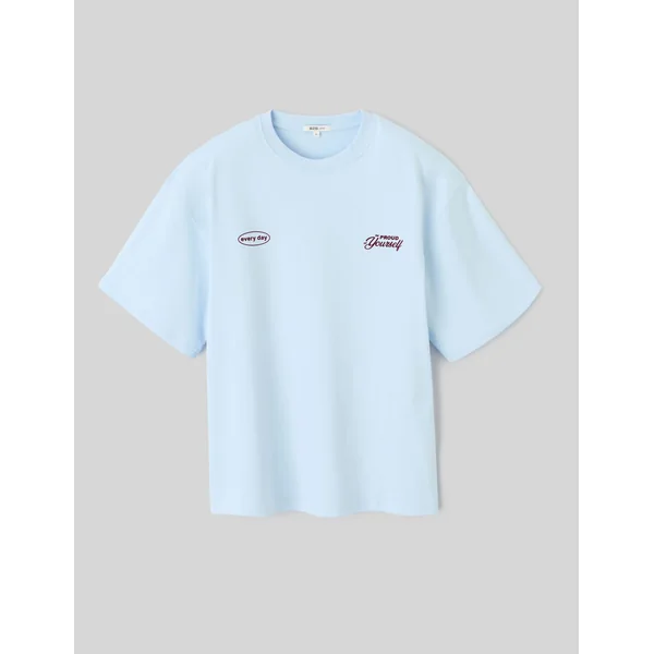 T-shirt imprimé devant/dos Bleu