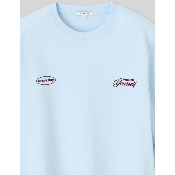 T-shirt imprimé devant/dos Bleu