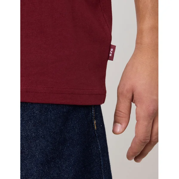 T-shirt imprimé devant/dos Bordeaux