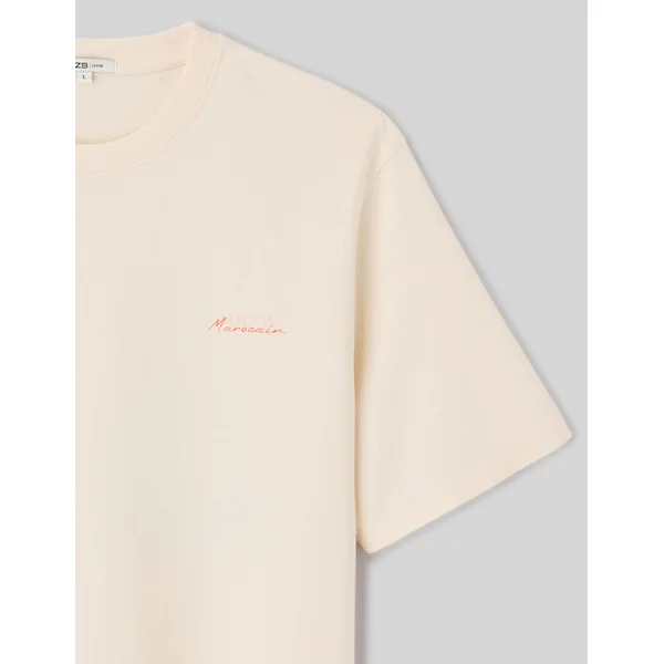 T-shirt imprimé devant/dos Naturel