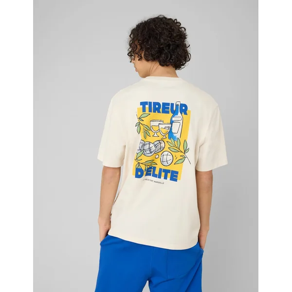 T-shirt imprimé devant/dos Naturel