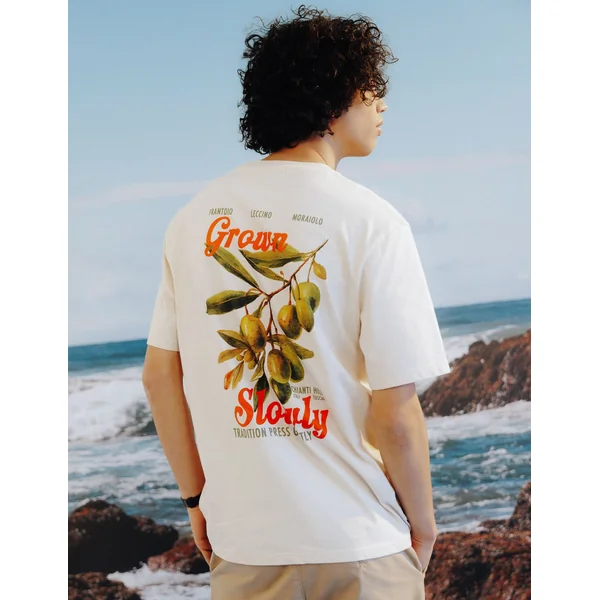 T-shirt imprimé devant/dos Naturel