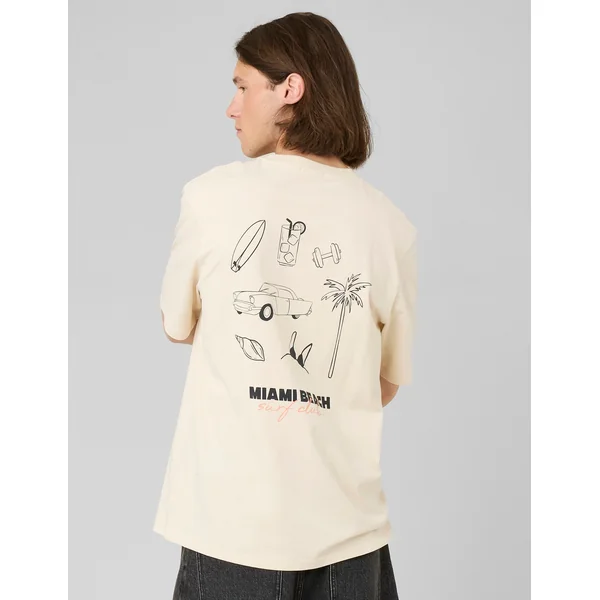 T-shirt imprimé devant/dos Naturel