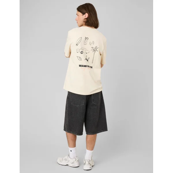 T-shirt imprimé devant/dos Naturel