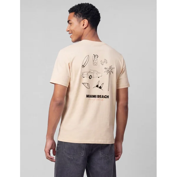 T-shirt imprimé devant/dos Naturel