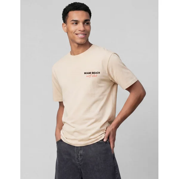 T-shirt imprimé devant/dos Naturel
