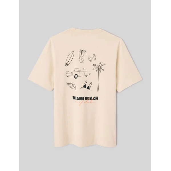 T-shirt imprimé devant/dos Naturel