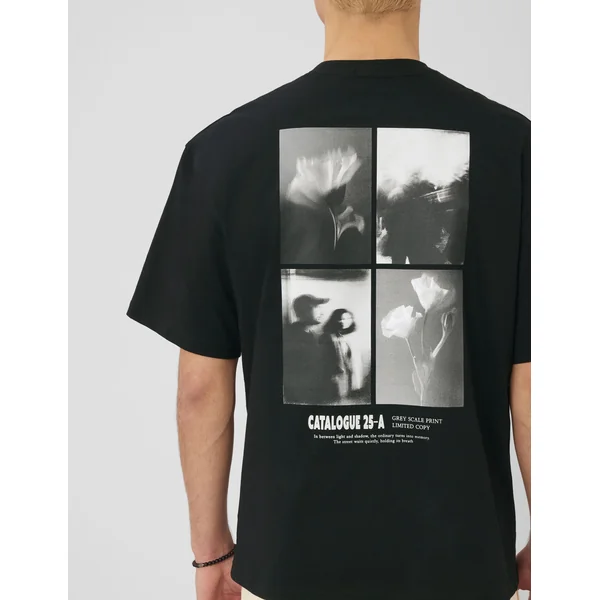 T-shirt imprimé devant/dos Noir