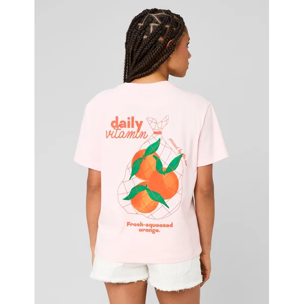 T-shirt imprimé devant/dos Rose pâle