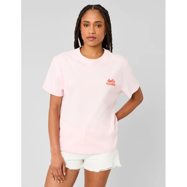 T-shirt imprimé devant/dos Rose pâle
