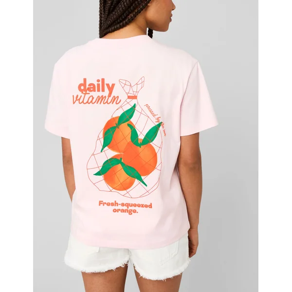 T-shirt imprimé devant/dos Rose pâle