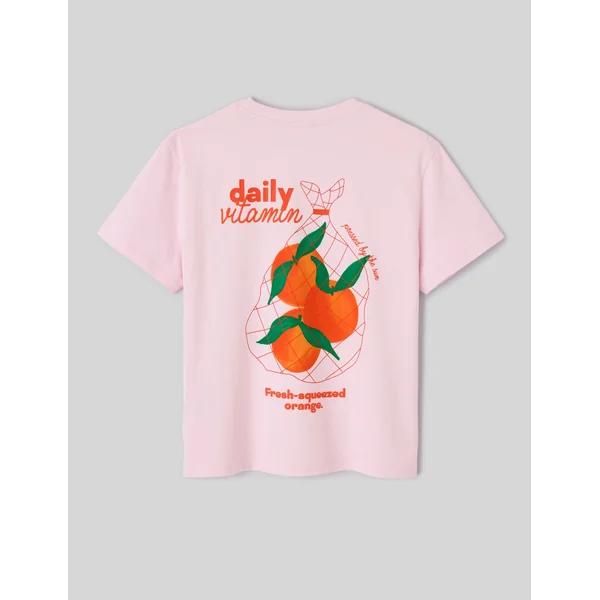 T-shirt imprimé devant/dos Rose pâle