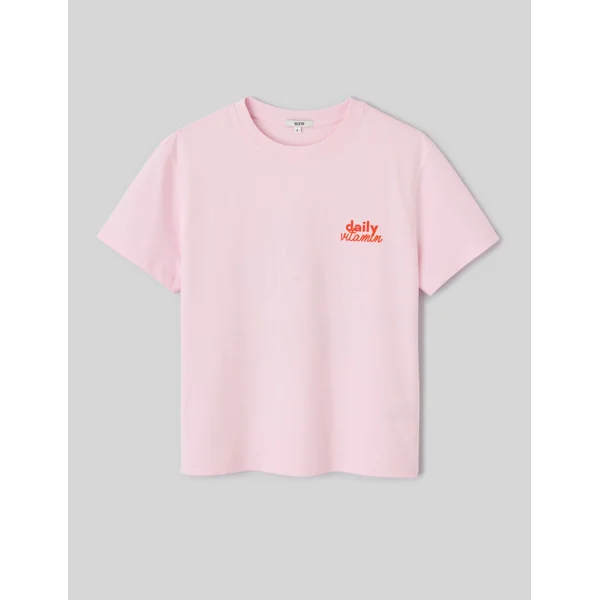 T-shirt imprimé devant/dos Rose pâle