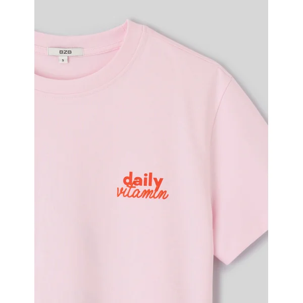 T-shirt imprimé devant/dos Rose pâle