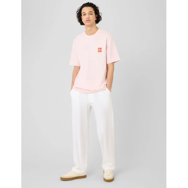 T-shirt imprimé devant/dos Rose pâle