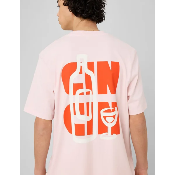 T-shirt imprimé devant/dos Rose pâle