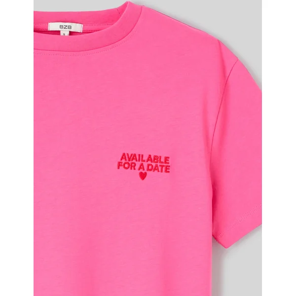 T-shirt imprimé devant/dos Rose