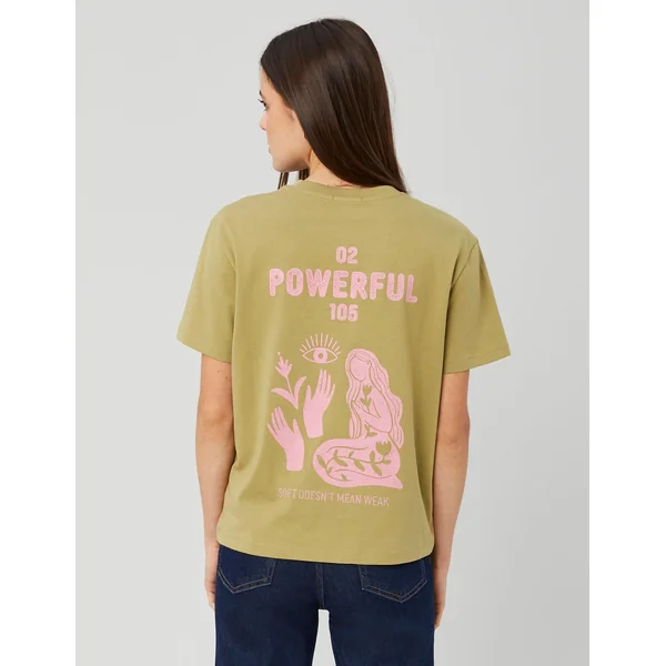 T-shirt imprimé devant/dos Vert clair