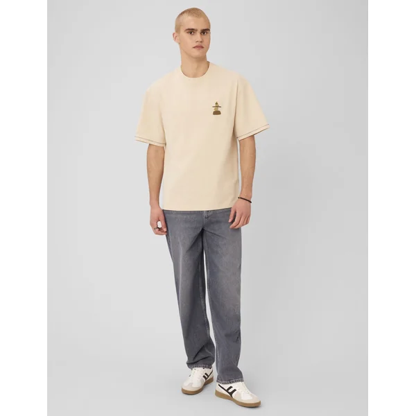 T-shirt imprimé poitrine Blanc cassé