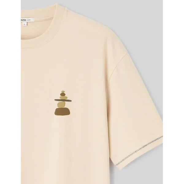 T-shirt imprimé poitrine Blanc cassé