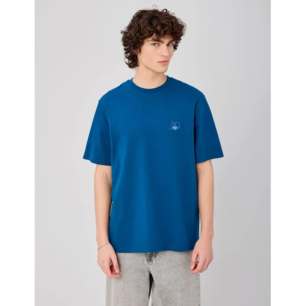 T-shirt imprimé poitrine Bleu foncé