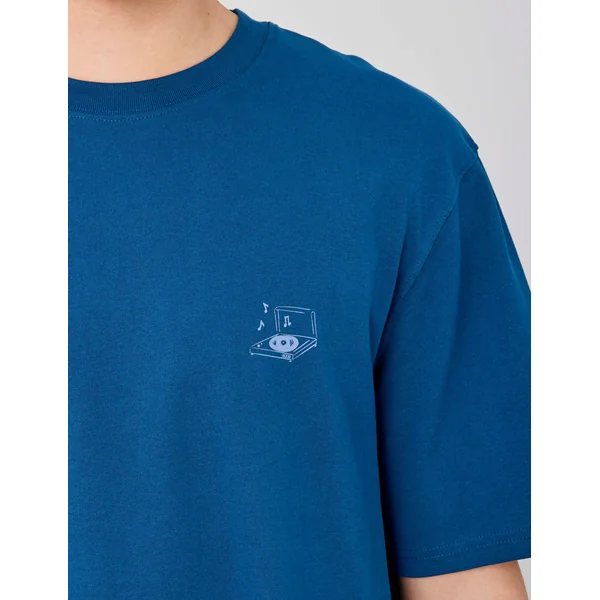 T-shirt imprimé poitrine Bleu foncé