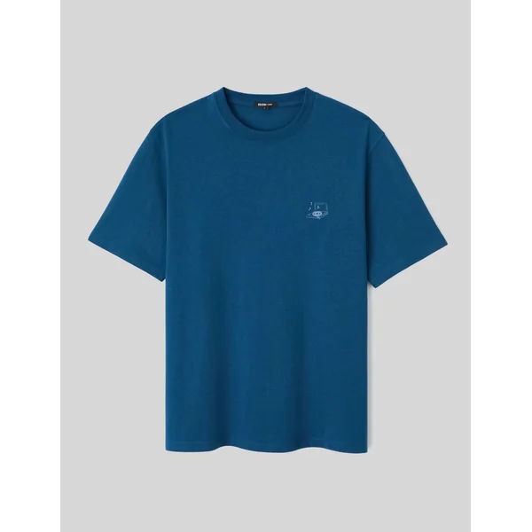 T-shirt imprimé poitrine Bleu foncé