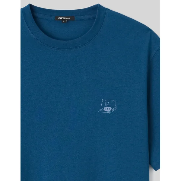 T-shirt imprimé poitrine Bleu foncé