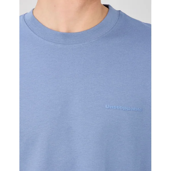 T-shirt imprimé poitrine Bleu moyen