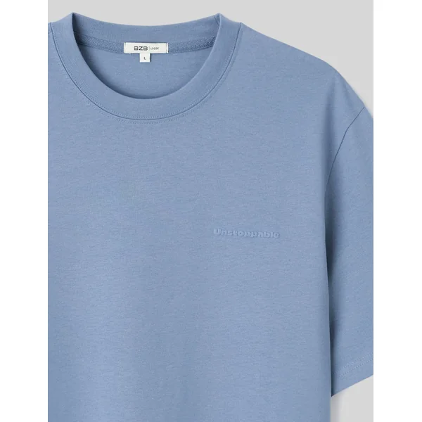 T-shirt imprimé poitrine Bleu moyen