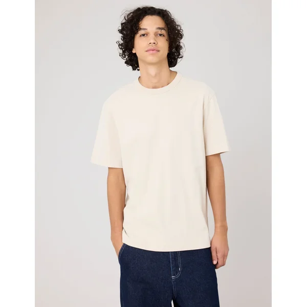 T-shirt lourd touché peau de pêche Blanc cassé