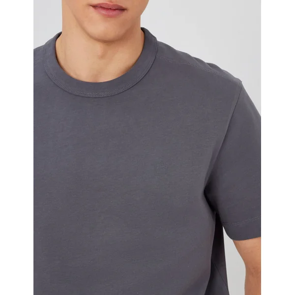 T-shirt lourd touché peau de pêche Gris foncé