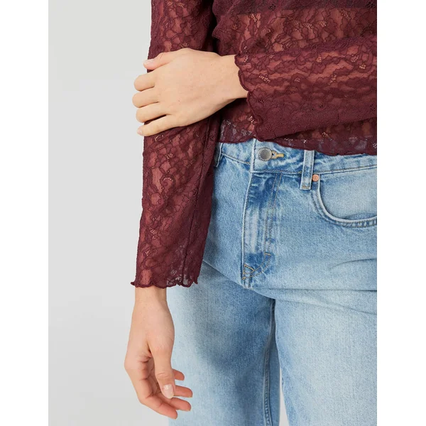 T-shirt manches longues en dentelle Pourpre