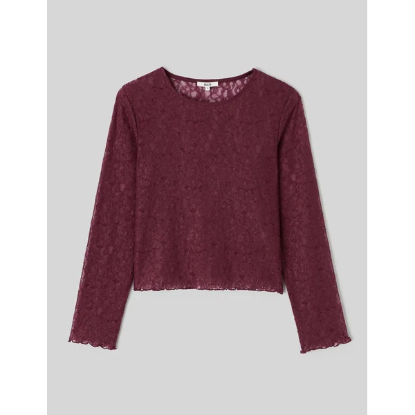 T-shirt manches longues en dentelle Pourpre