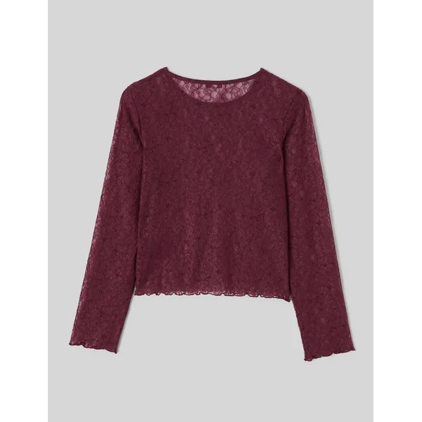 T-shirt manches longues en dentelle Pourpre