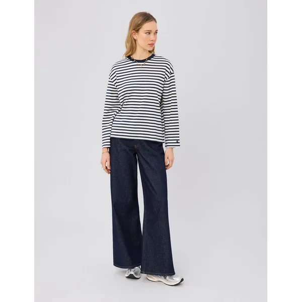 T-shirt manches longues rayé Bleu foncé