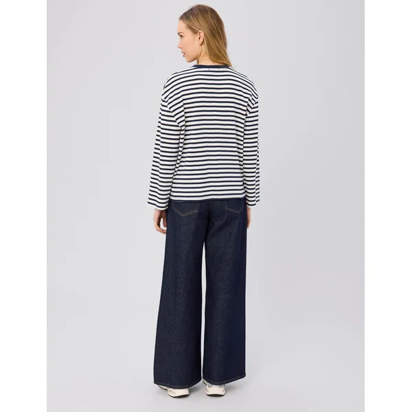 T-shirt manches longues rayé Bleu foncé