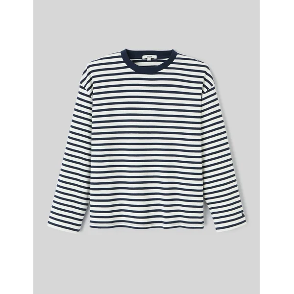 T-shirt manches longues rayé Bleu foncé