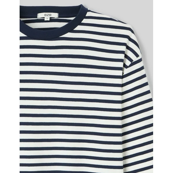 T-shirt manches longues rayé Bleu foncé