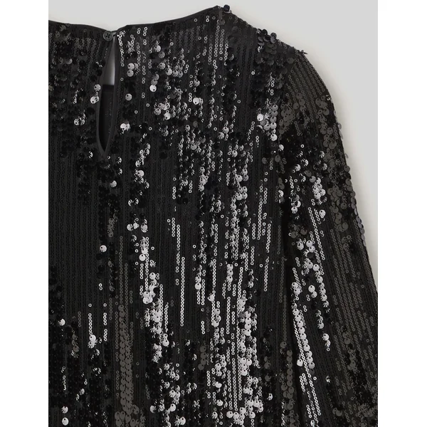T-shirt manches longues sequins Noir