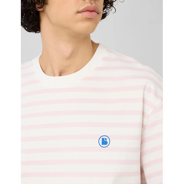 T-shirt marinière imprimé devant/dos Rose