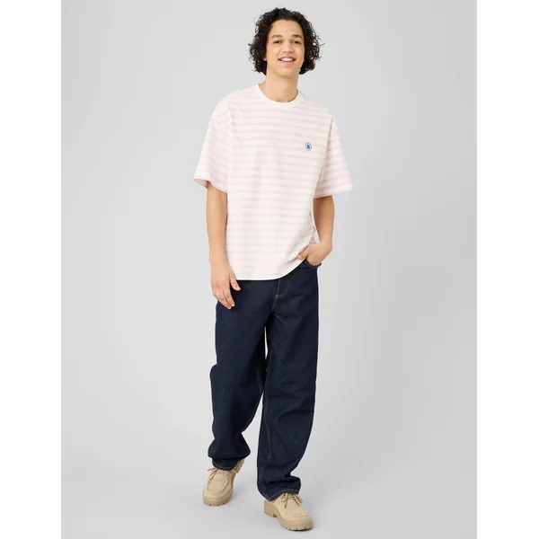 T-shirt marinière imprimé devant/dos Rose