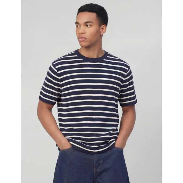 T-shirt matière gaufrée Bleu foncé