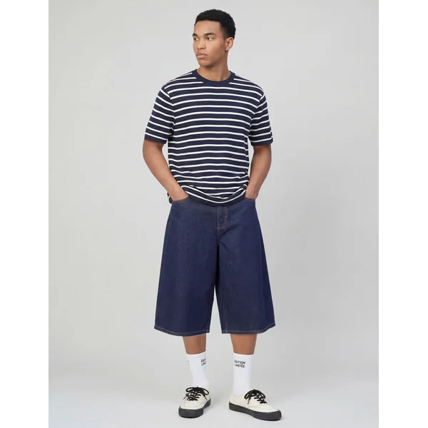 T-shirt matière gaufrée Bleu foncé